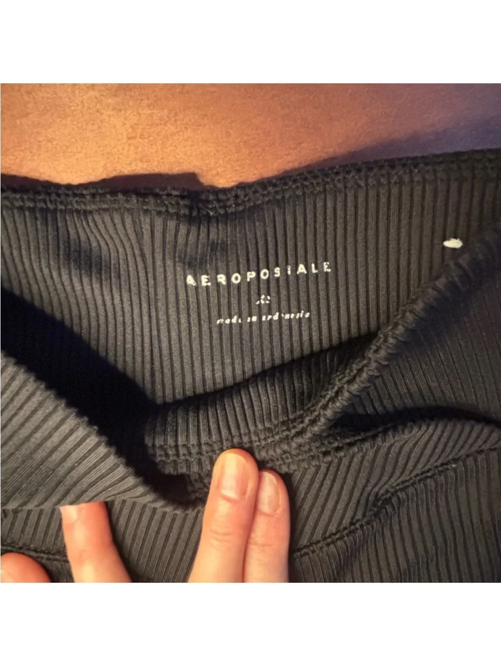 Aeropostale Black Ribbed High-Waist Leggings